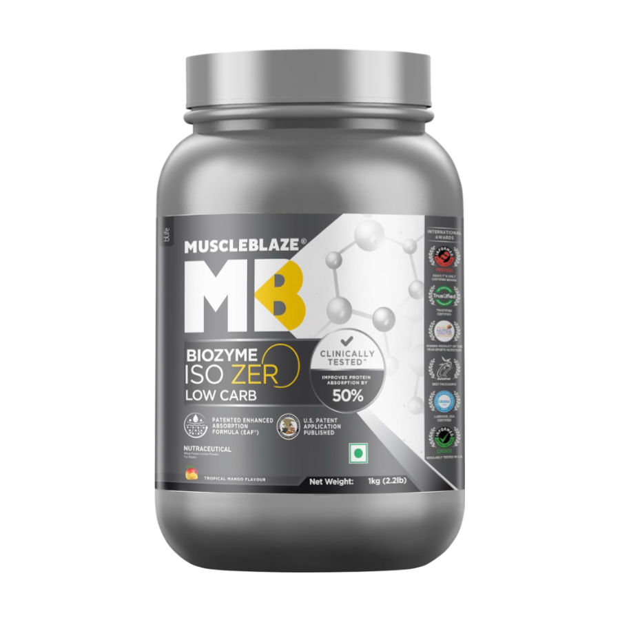 MuscleBlaze Biozyme Iso-Zero Low Carb Whey Protein Isolate - 1 Kg