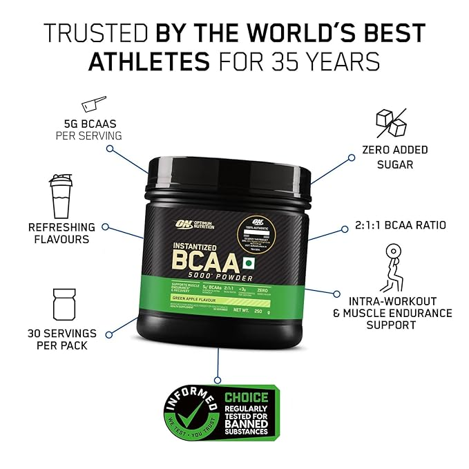 Optimum Nutrition (ON) Instantized BCAA 5000 mg Powder - 30 Servings