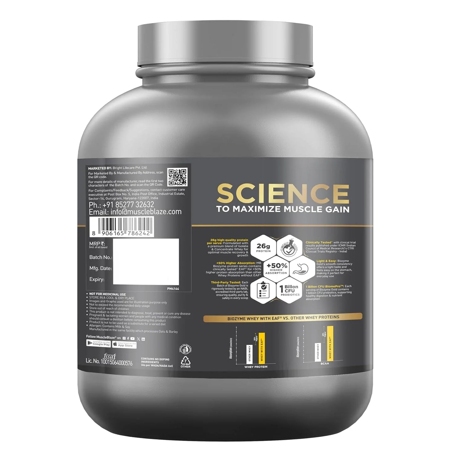 MuscleBlaze Biozyme Gold 100% whey - 2 Kg