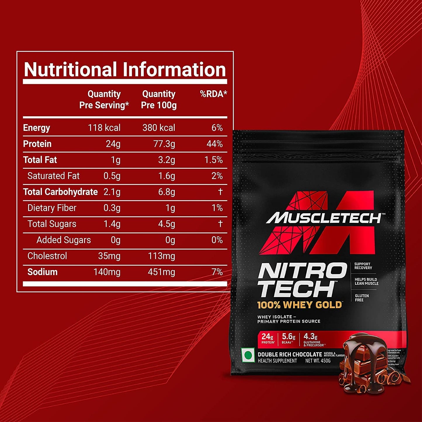 MuscleTech Nitrotech 100% Whey Gold - 1 Lbs