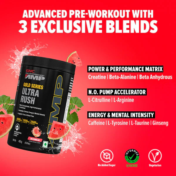 GNC Pro Performance AMP Gold Series Ultra Rush Pre Workout- 30 Servings