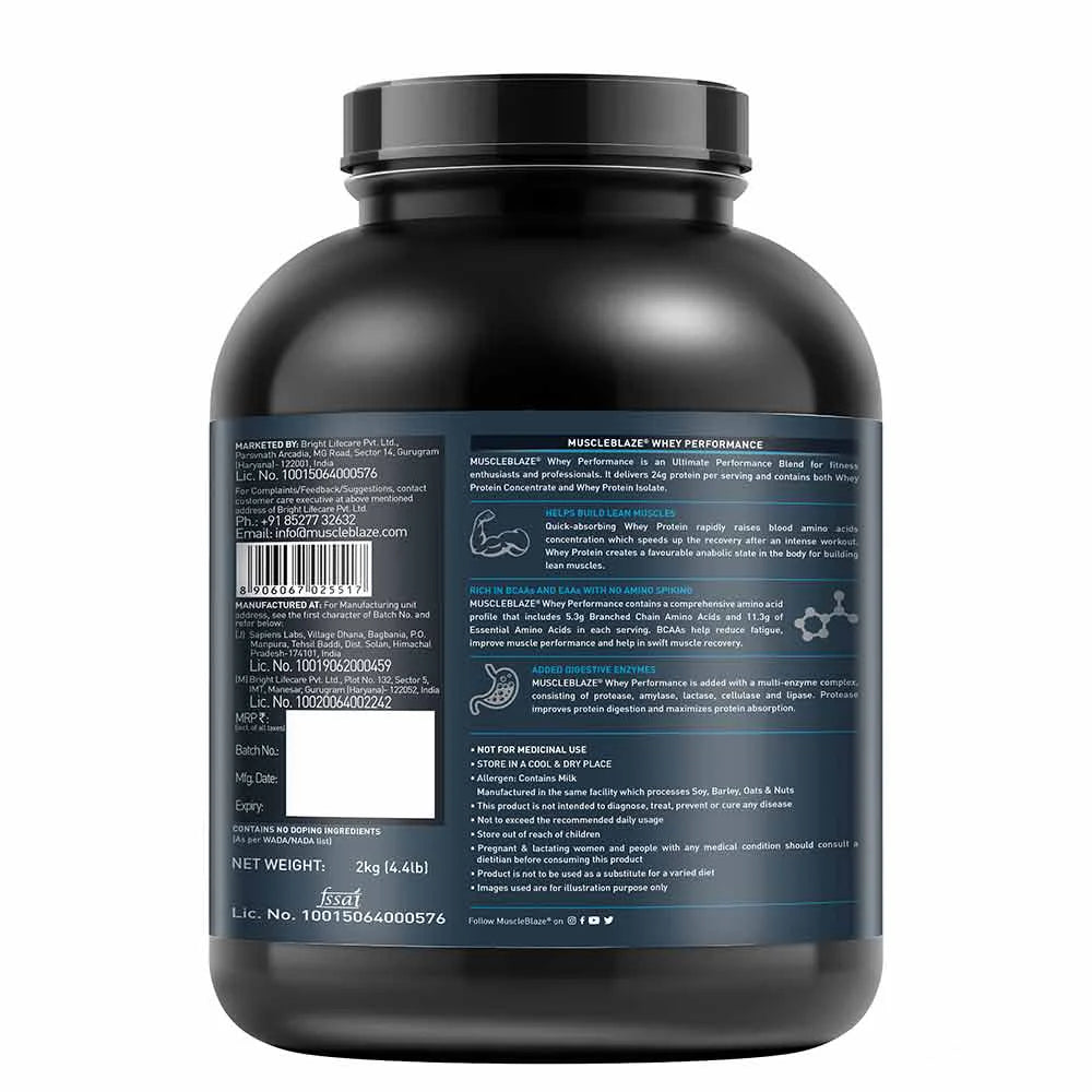 MuscleBlaze Whey Performance (70%) Protein, 4.4 Lbs