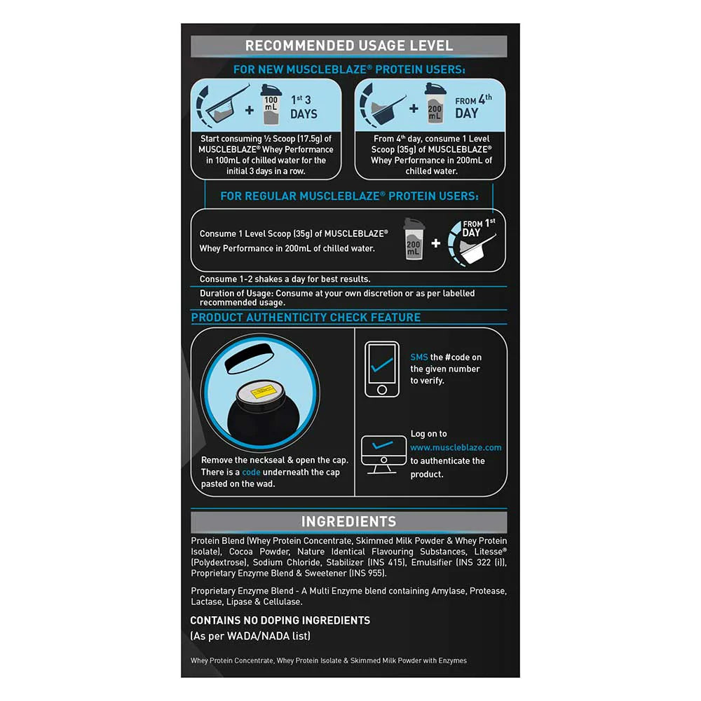 MuscleBlaze Whey Performance (70%) Protein, 2.2 Lbs