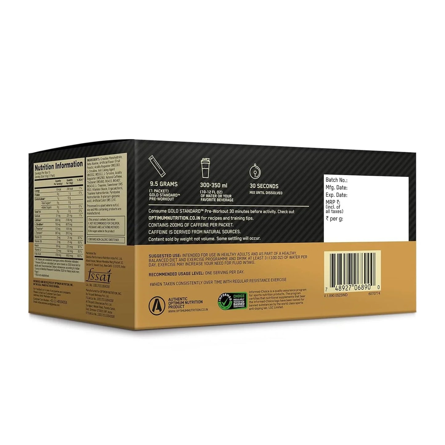 Optimum Nutrition (ON) Gold Standard Pre-Workout -15 Servings