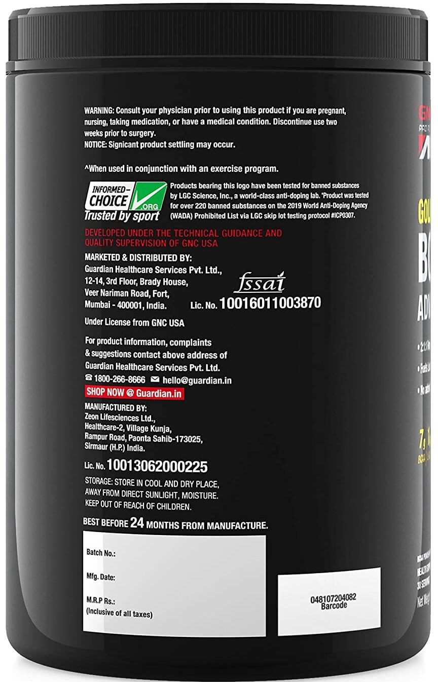 GNC AMP Gold Series Advanced BCAA Powder - 30 Servings