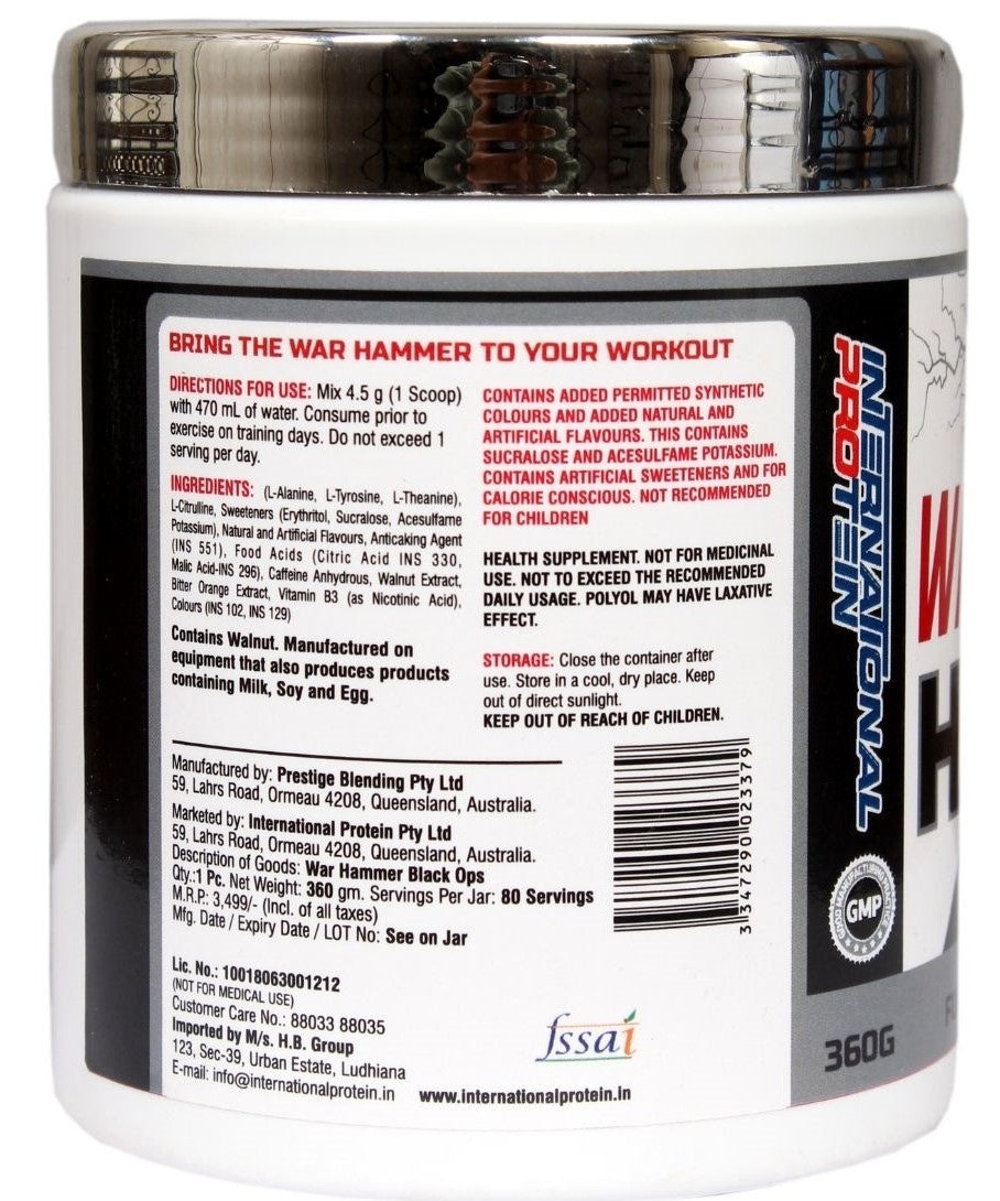 International Protein Black Ops War Hammer Pre-Workout - 80 Servings