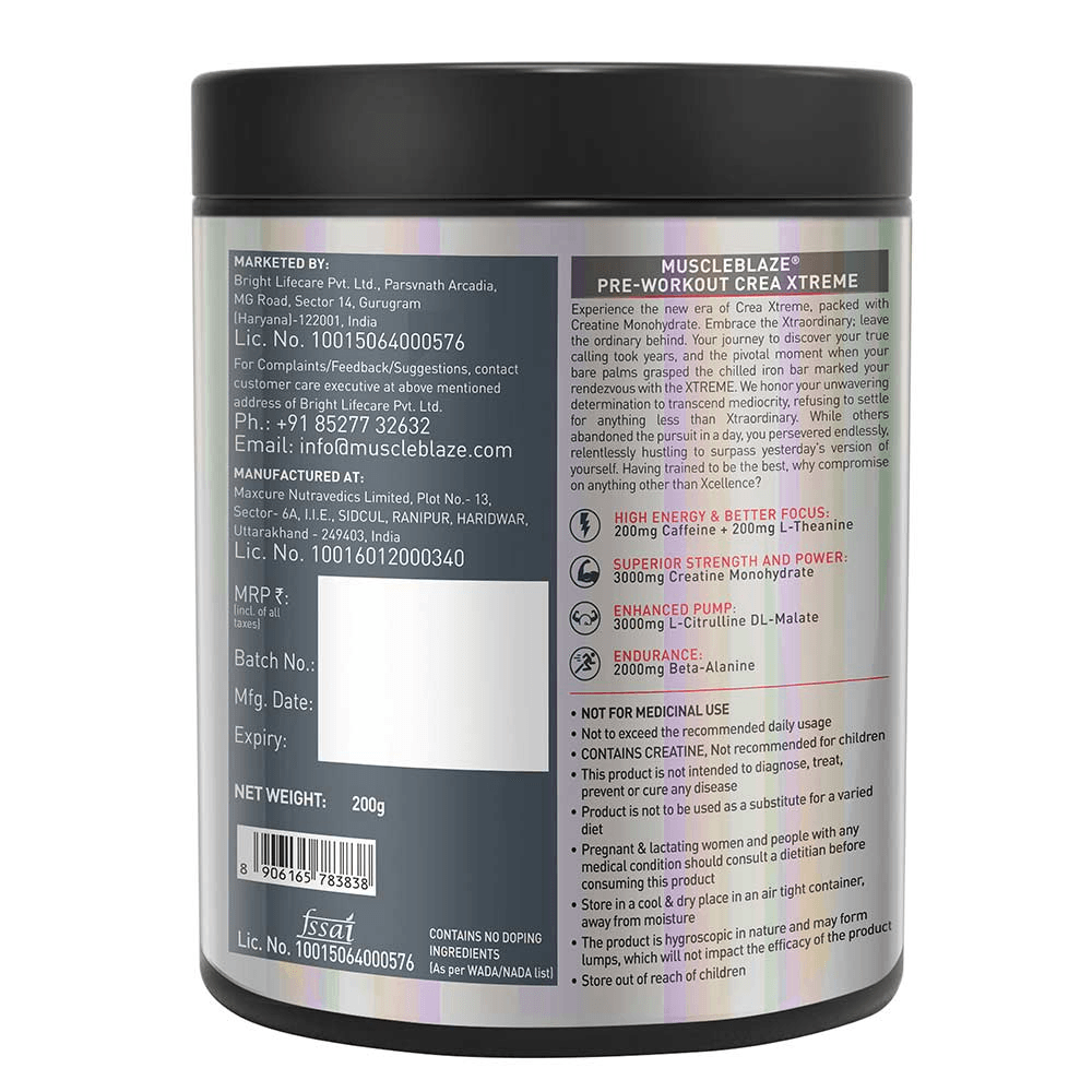 MuscleBlaze Pre Workout Crea-Xtreme, 200 g