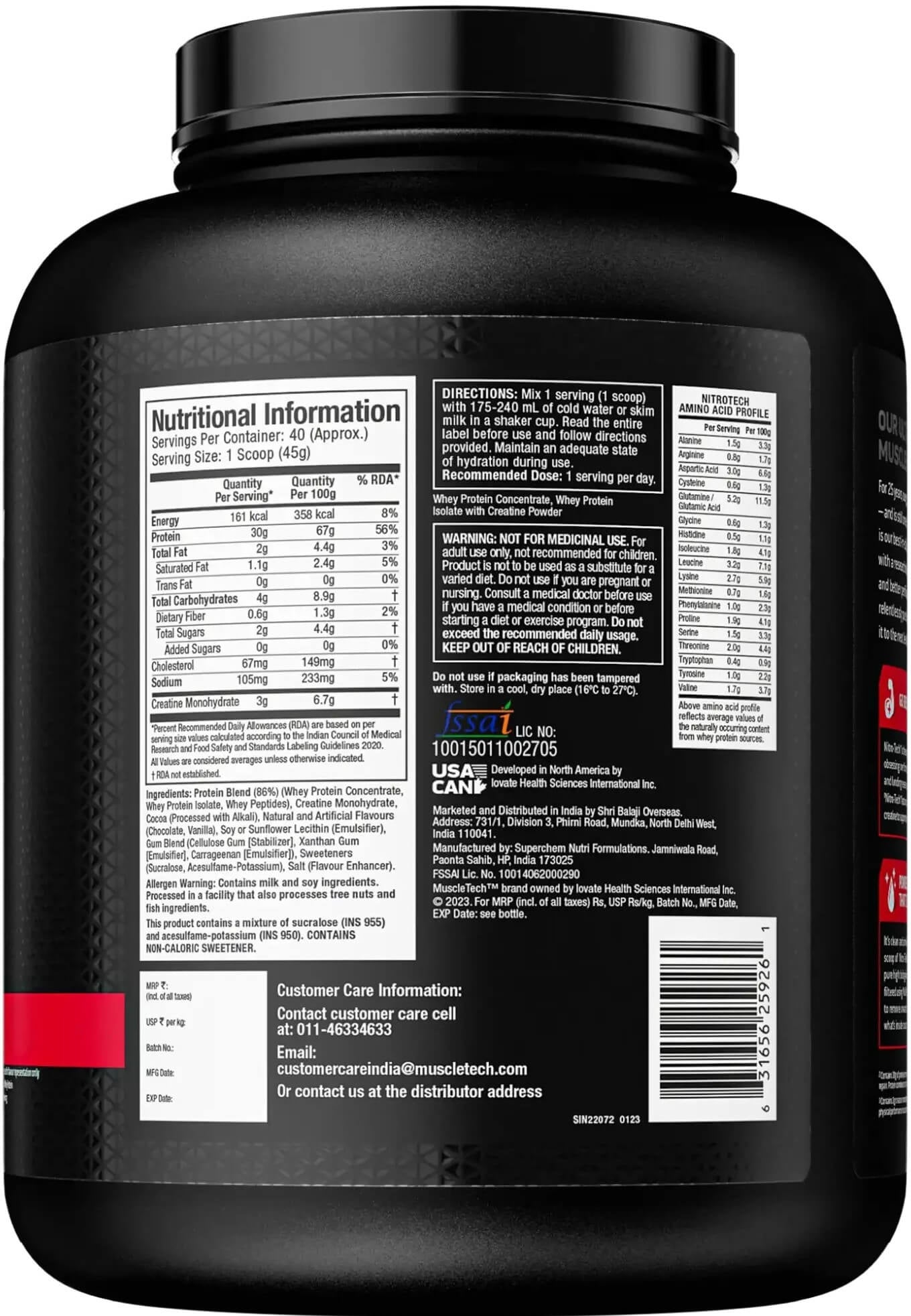 MuscleTech NitroTech Performance Series Whey Protein - 4 Lbs (1.81Kg) (Pack of 2)