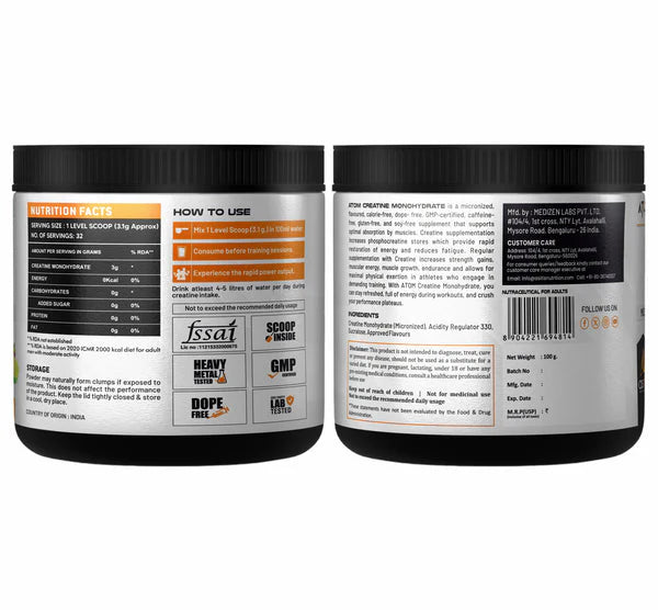 AS-IT-IS ATOM Creatine Monohydrate 100g - 32 Servings