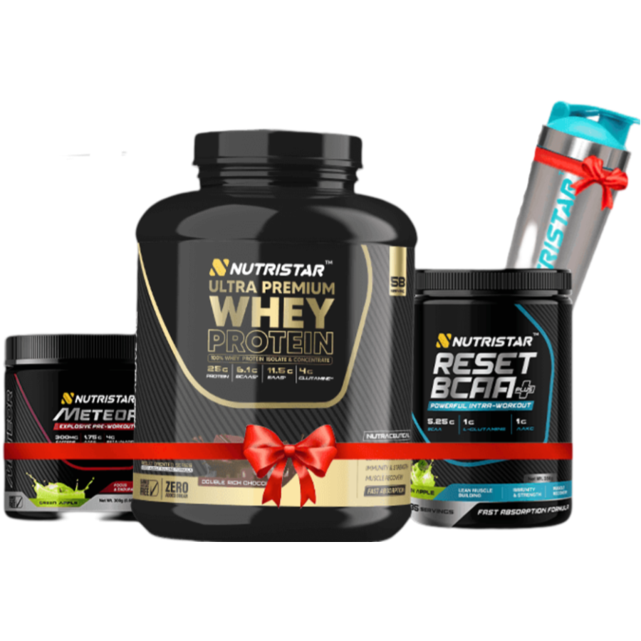 Nutristar Ultra Premium Whey Protein 58 Servings, 4 Lbs (1.81Kg) Full Stack Combo