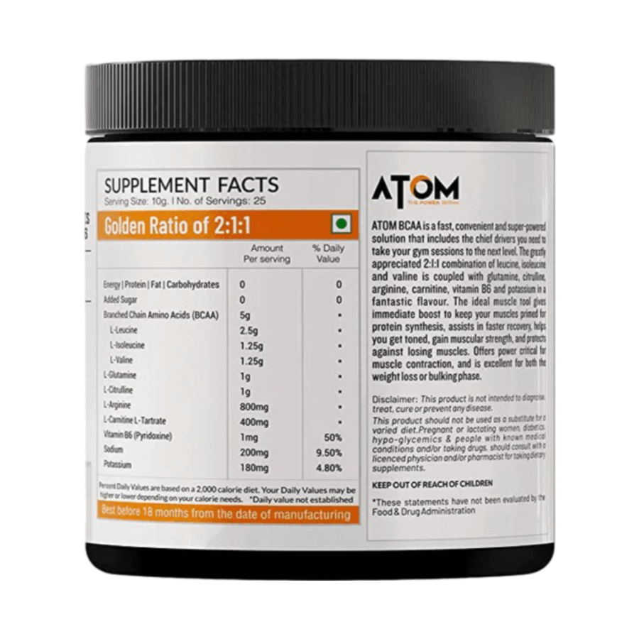 AS-IT-IS ATOM BCAA with L-arginine, L-Carnitine, L-Citrulline - 25 Servings
