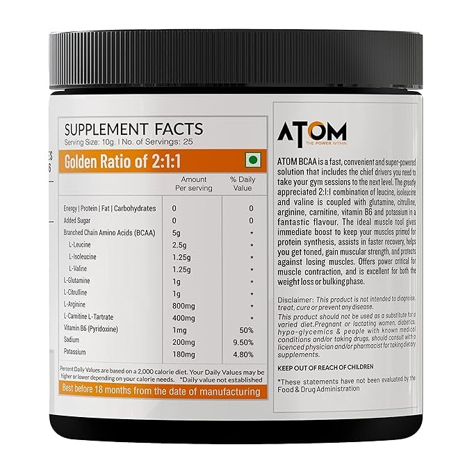 AS-IT-IS ATOM BCAA with L-arginine, L-Carnitine, L-Citrulline - 25 Servings