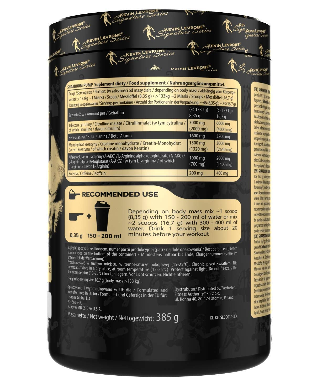 Kevin Levrone Shaboom Pump , 385 Gm ( 44 Servings )