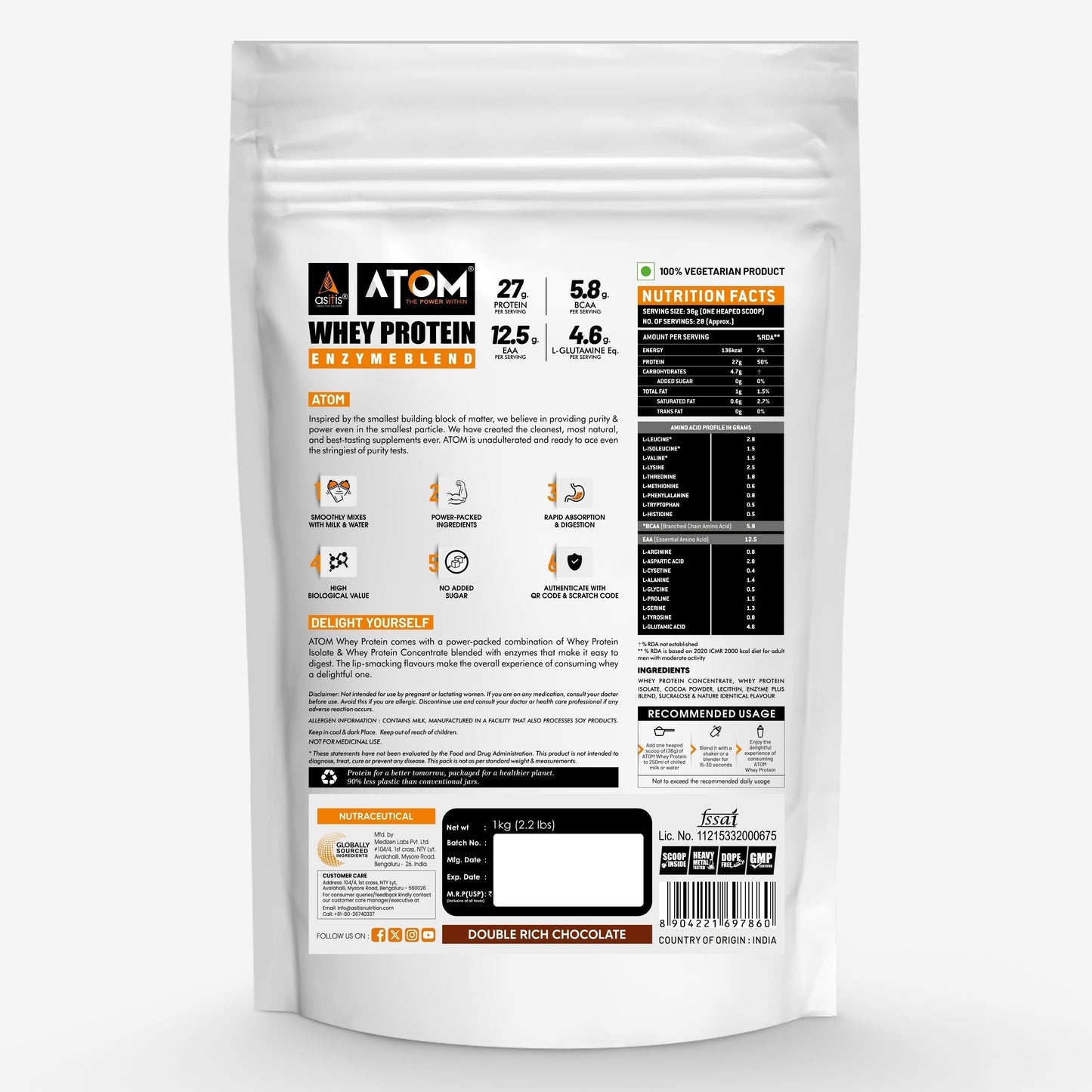 AS-IT-IS Atom Whey Protein with Digestive Enzymes 1 kg