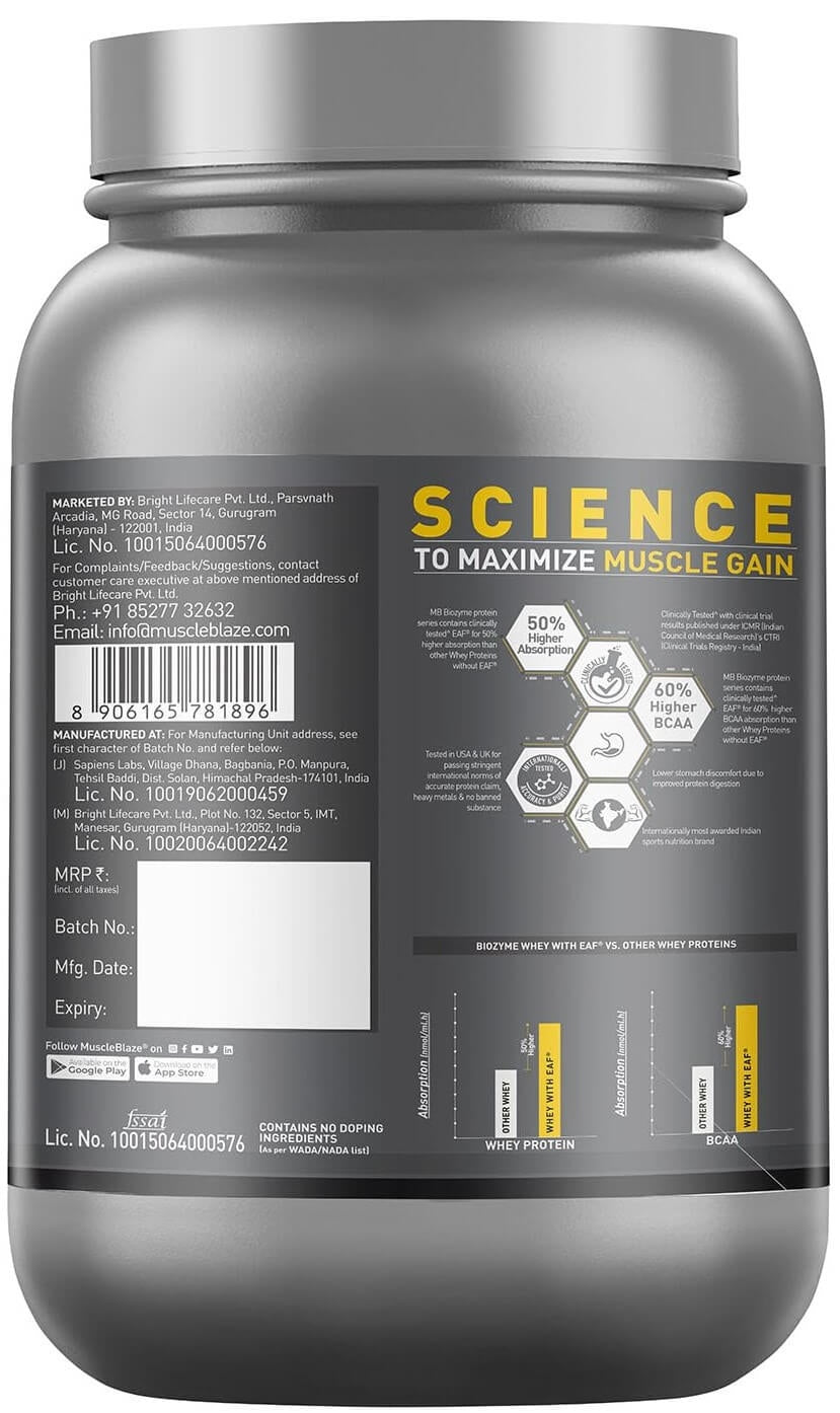 MuscleBlaze Biozyme Performance Whey - 2.2 Lbs