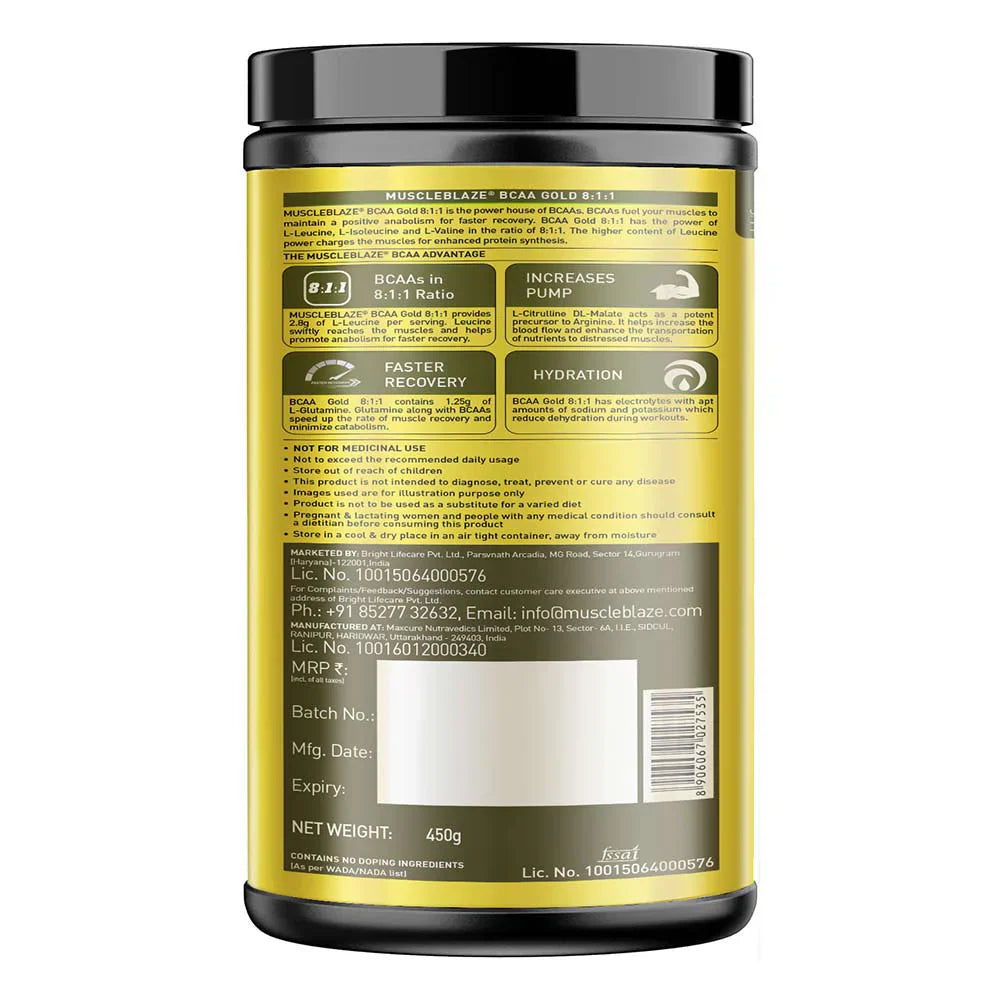 MuscleBlaze BCAA Gold 8:1:1 450 Gms