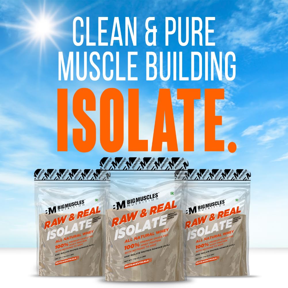 Big Muscles Raw & Real Isolate Whey Unflavoured -2.2 Lbs