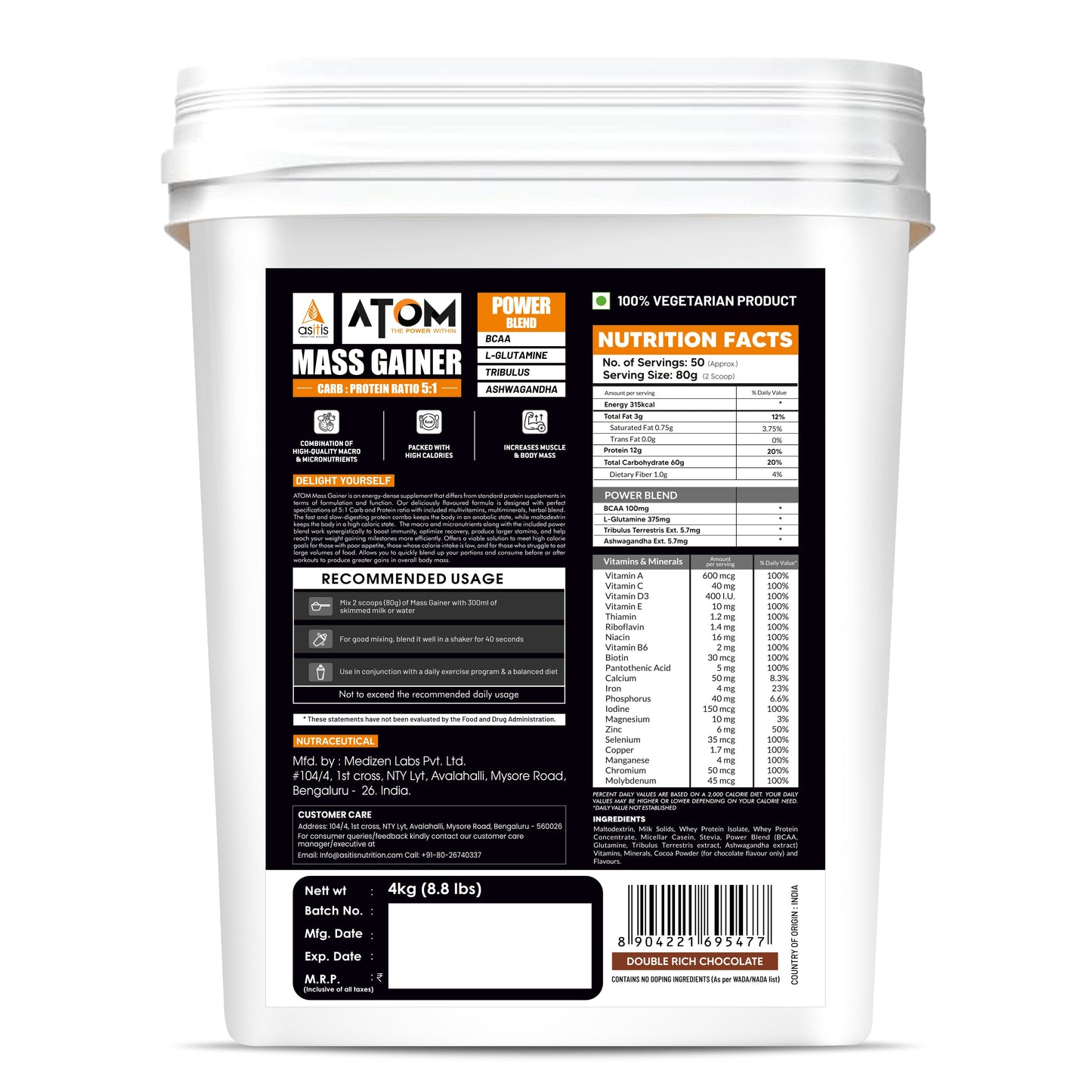 AS-IT-IS ATOM Weight Gainer - 4 Kg