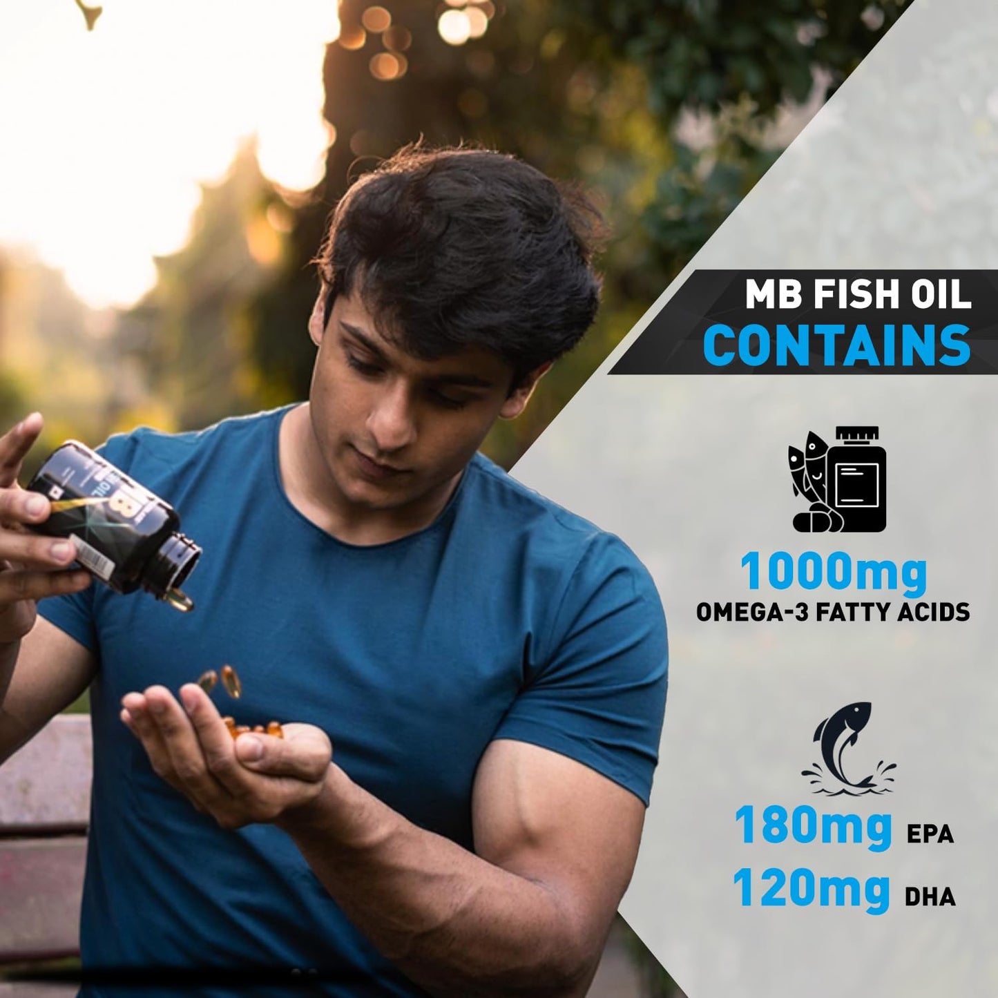 MuscleBlaze Omega 3 Fish Oil, 1000 mg (180 mg EPA and 120 mg DHA) - 60 Softgels