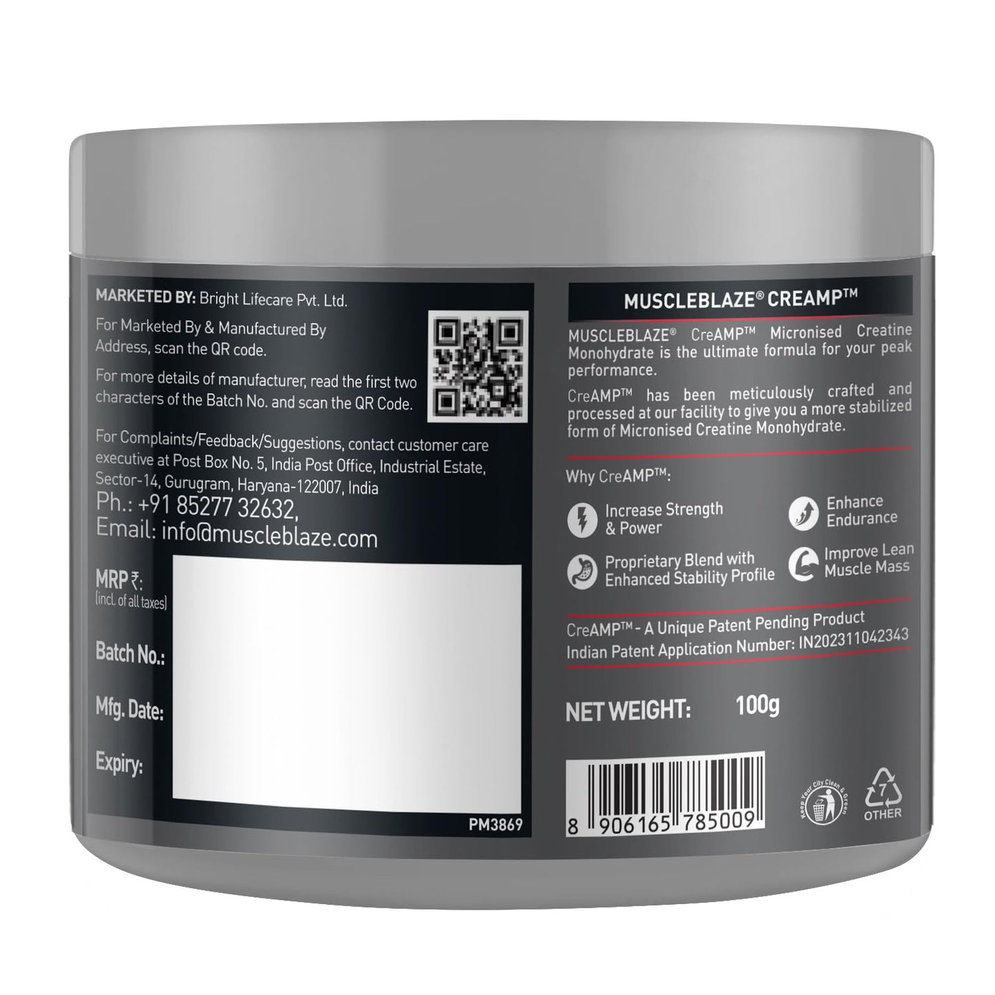 MuscleBlaze Creatine Monohydrate CreAMP 100gm