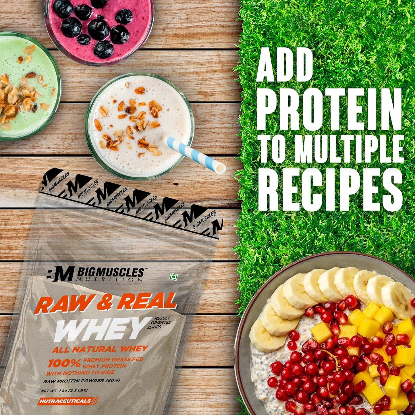 Big Muscles Raw & Real Whey Protein - 2.2 Lbs