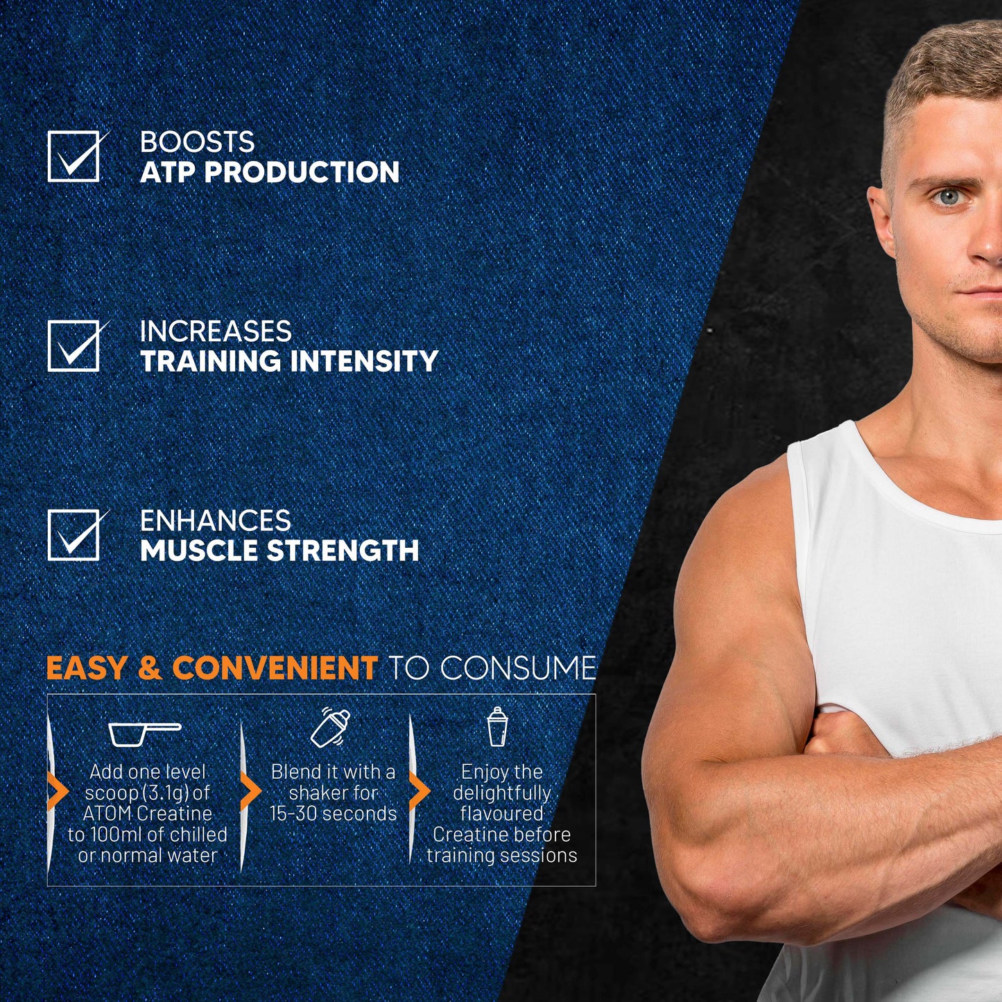 AS-IT-IS ATOM Creatine Monohydrate 100g - 32 Servings