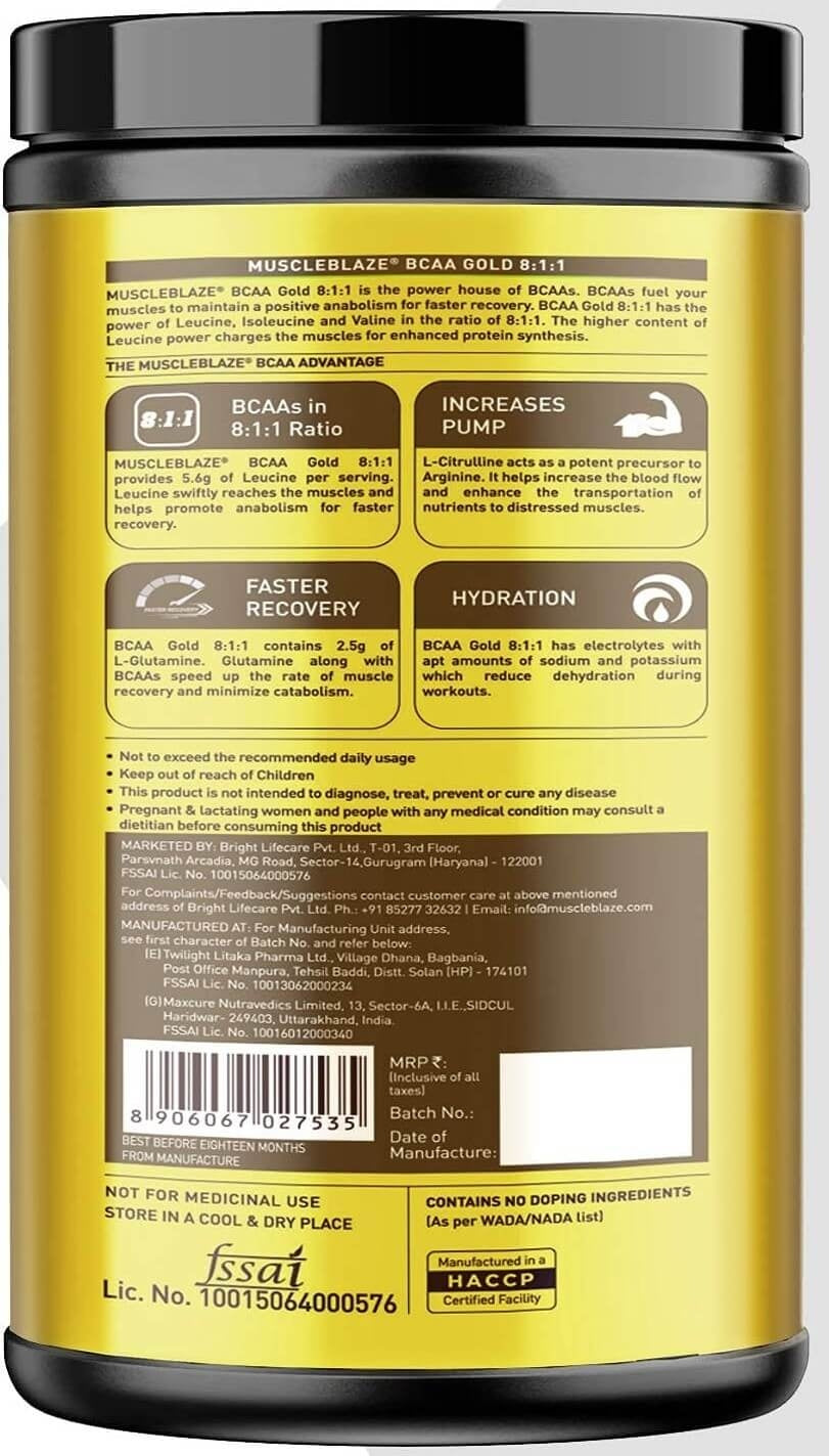 MuscleBlaze BCAA Gold 8:1:1 450 Gms